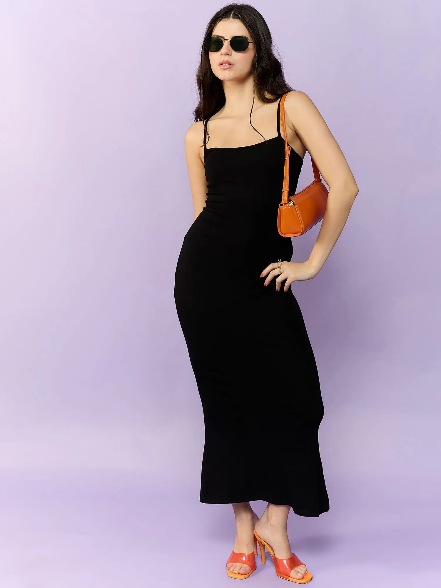 Black Strappy Fitted Maxi Dress
