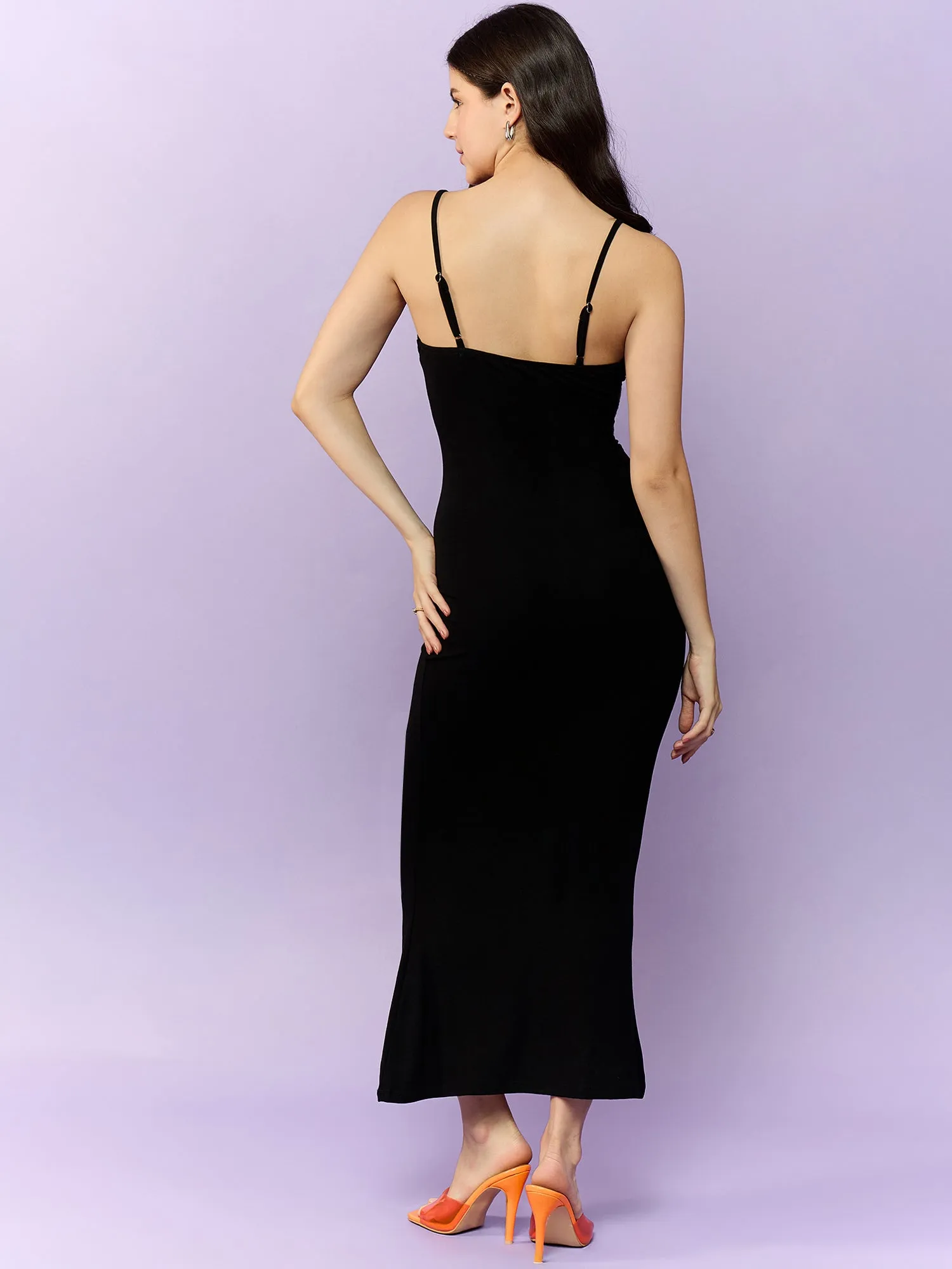 Black Strappy Fitted Maxi Dress