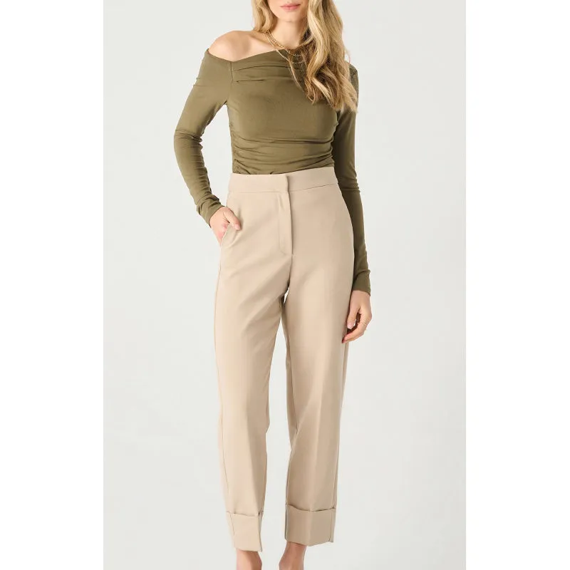 Black Tape Cuffed Straight Leg Pants