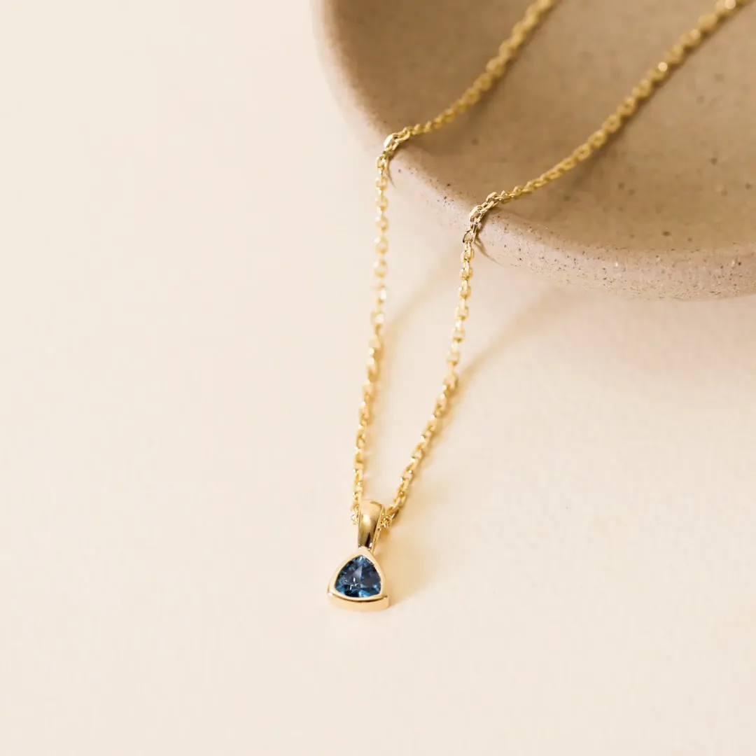 Blue CZ Triangle Necklace
