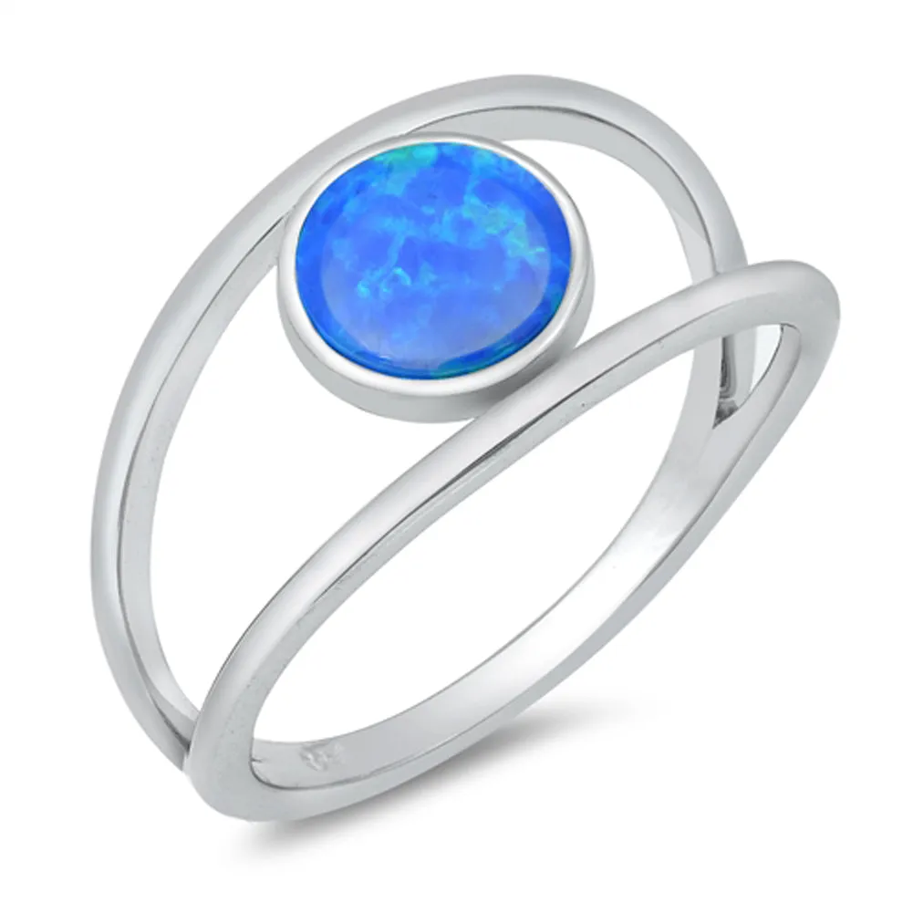 Blue Lab Opal Split Round Wholesale Ring New .925 Sterling Silver Band Sizes 5-10