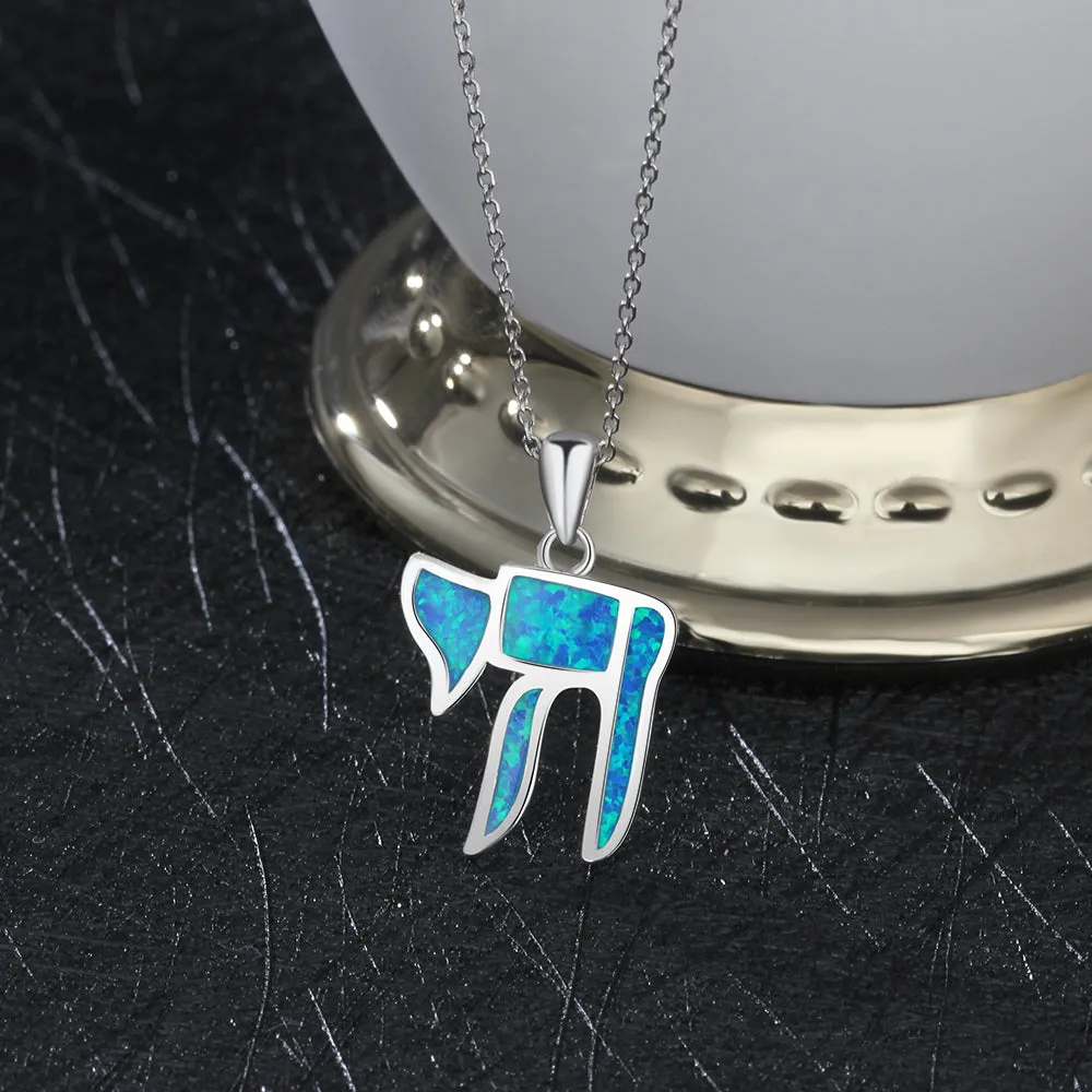 Blue Opal Stone Classic Necklace
