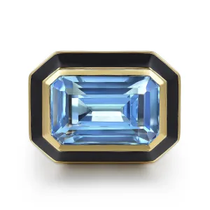 Blue Topaz Emerald Cut Ladies Ring
