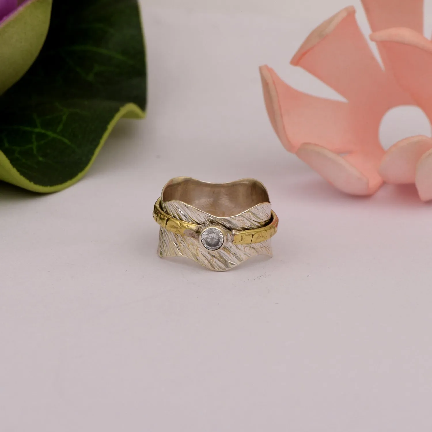 Blue Topaz Meditation Spinner Ring