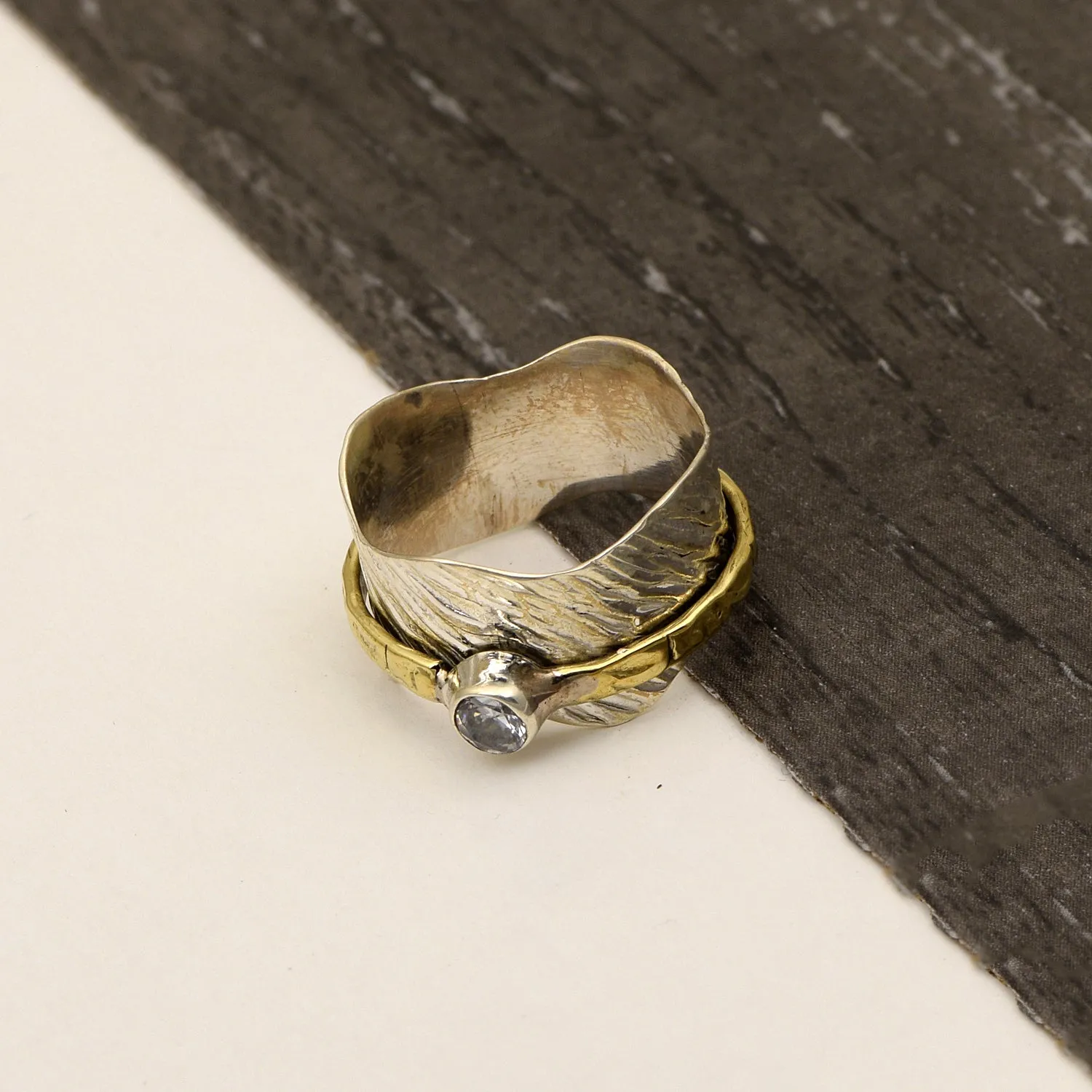 Blue Topaz Meditation Spinner Ring