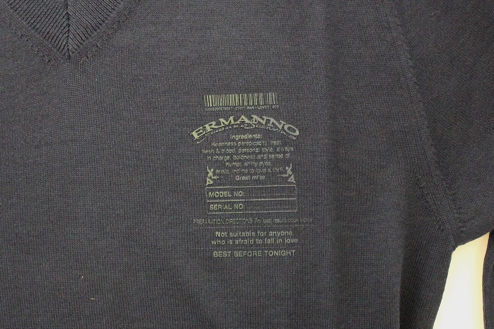 Blue Wool Blend V-neck Pullover Sweater