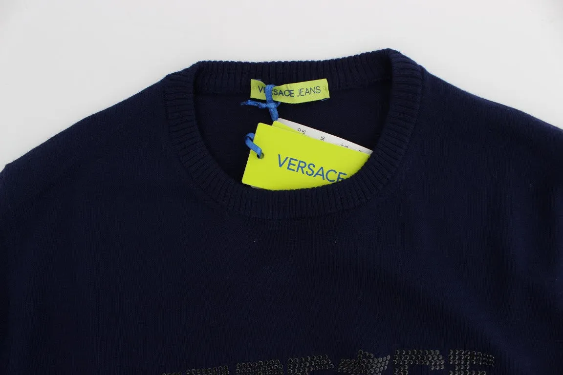 Blue Wool Crew-neck Pullover Sweater