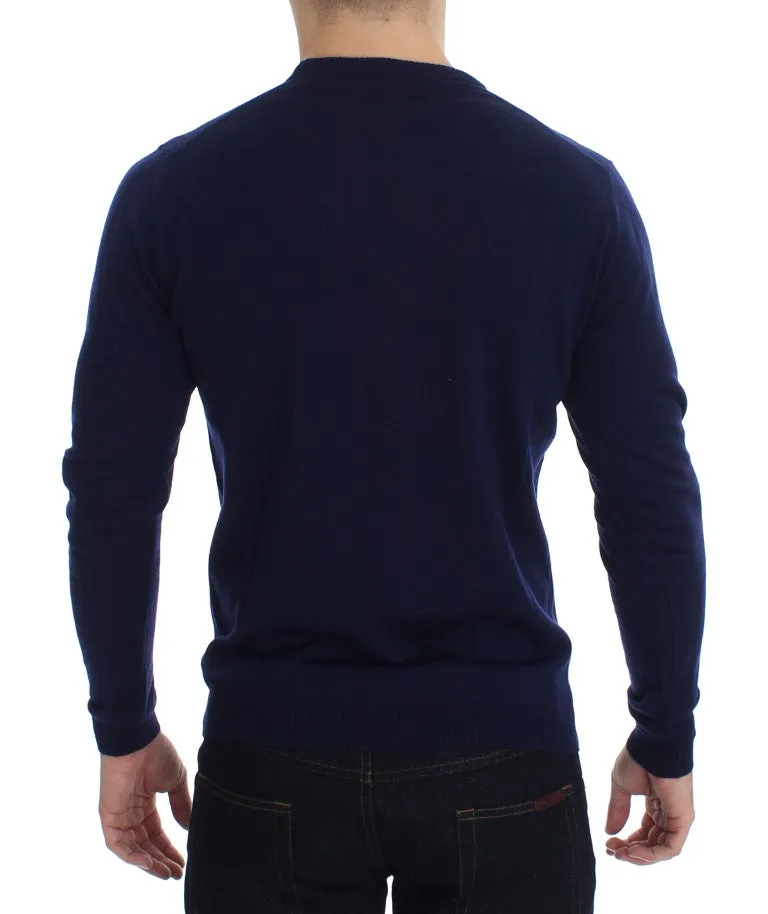 Blue Wool Crew-neck Pullover Sweater