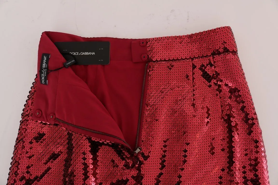 Bordeaux Sequin Peplum Pencil Skirt