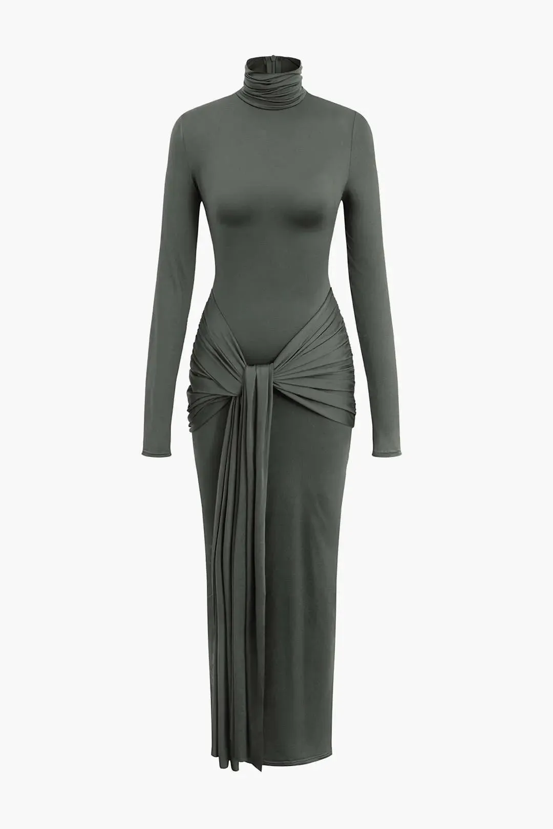Brooke - Elegant Ruched High Neck Woman's Maxi Dress