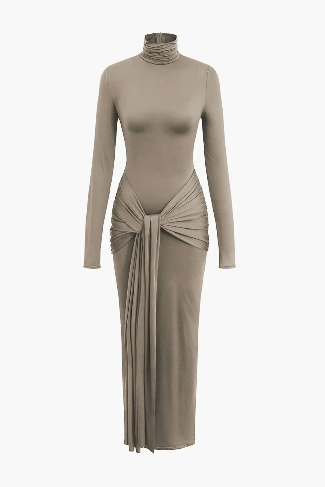 Brooke - Elegant Ruched High Neck Woman's Maxi Dress