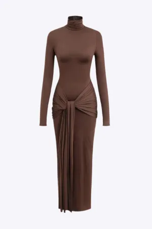 Brooke - Elegant Ruched High Neck Woman's Maxi Dress