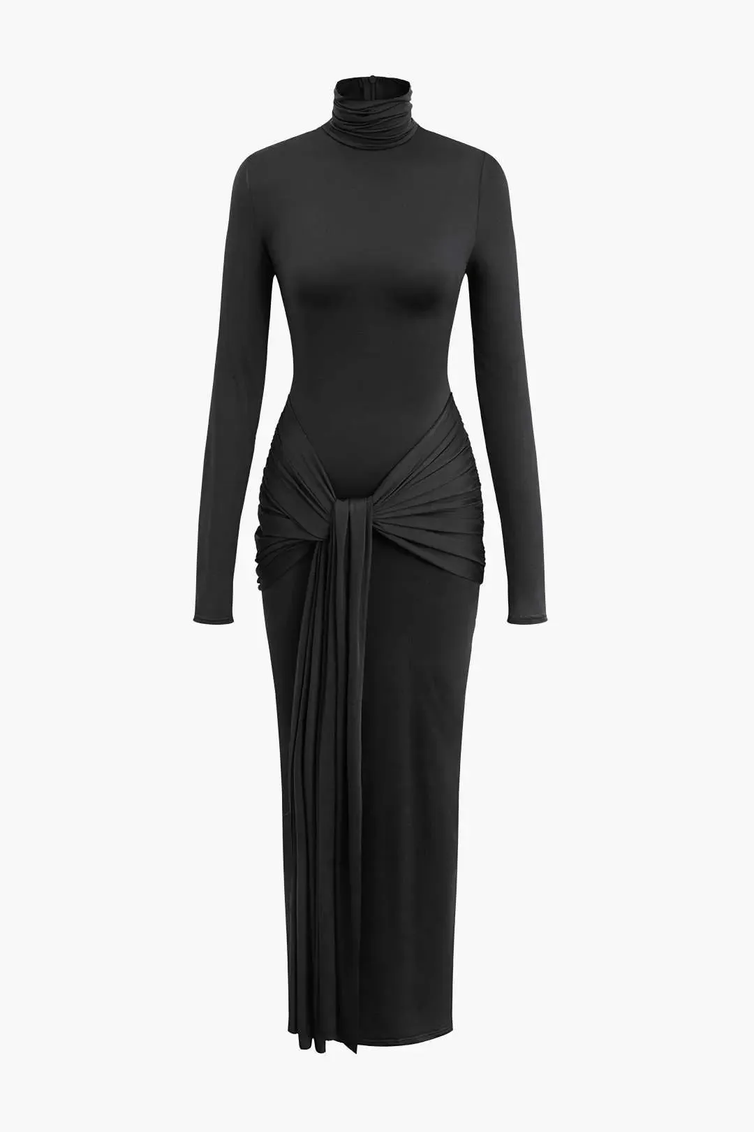Brooke - Elegant Ruched High Neck Woman's Maxi Dress