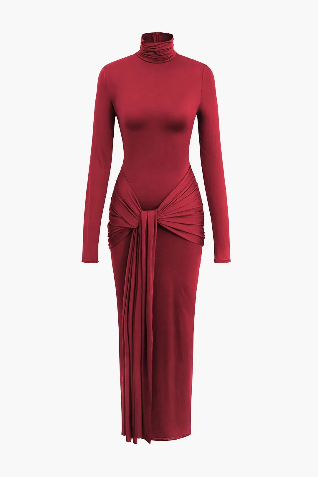 Brooke - Elegant Ruched High Neck Woman's Maxi Dress