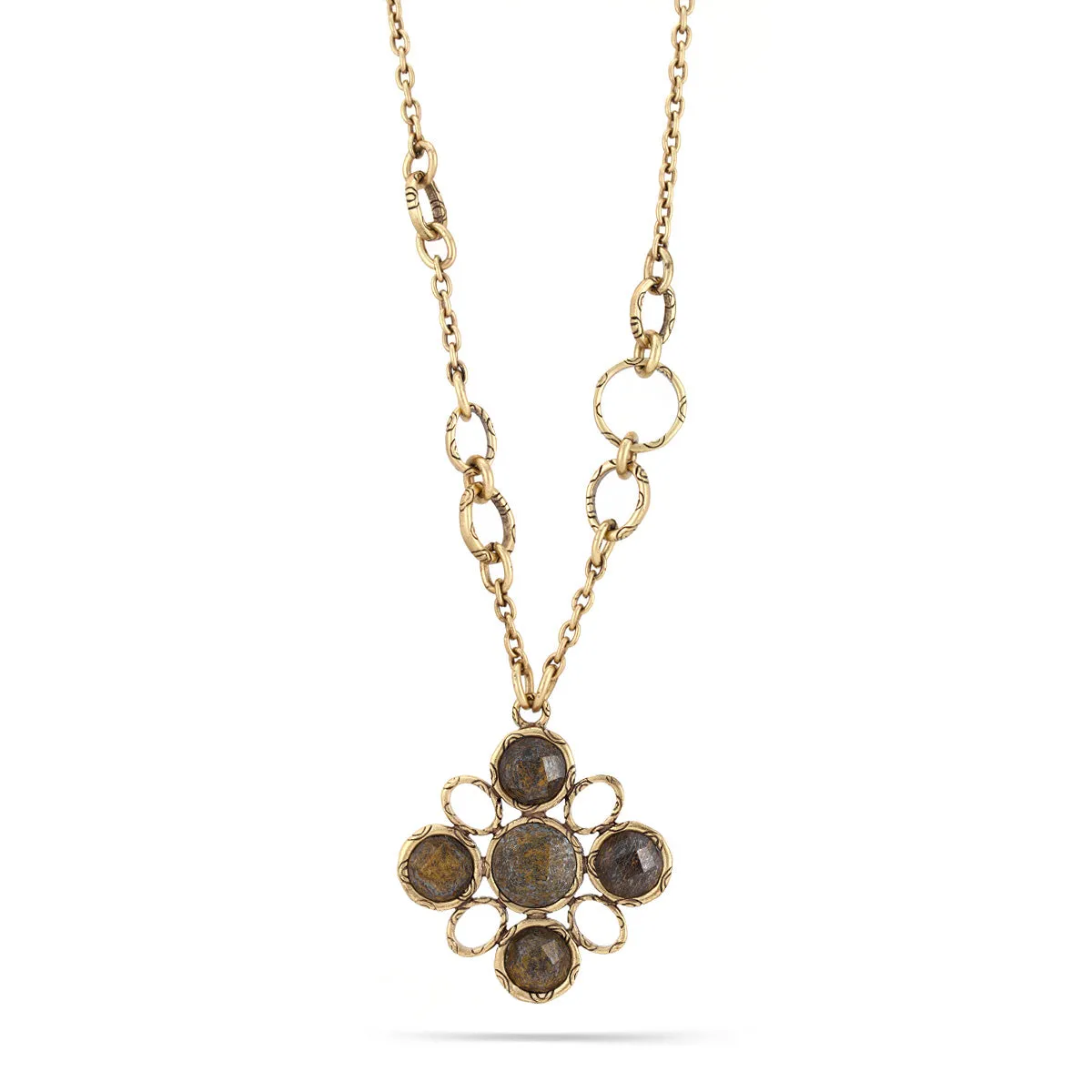 BROWN FACETED STONE PENDANT NECKLACES #158BR1201 (3F6)