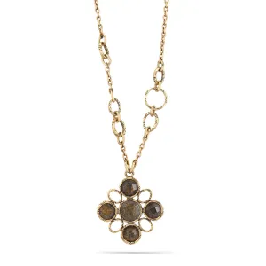 BROWN FACETED STONE PENDANT NECKLACES #158BR1201 (3F6)