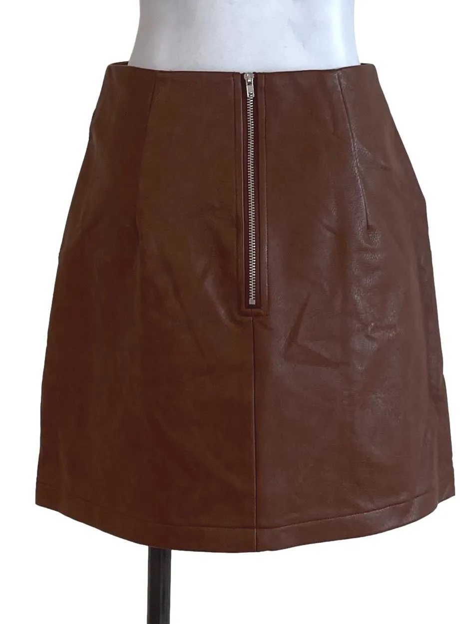 Brown Leather Mini Skirt