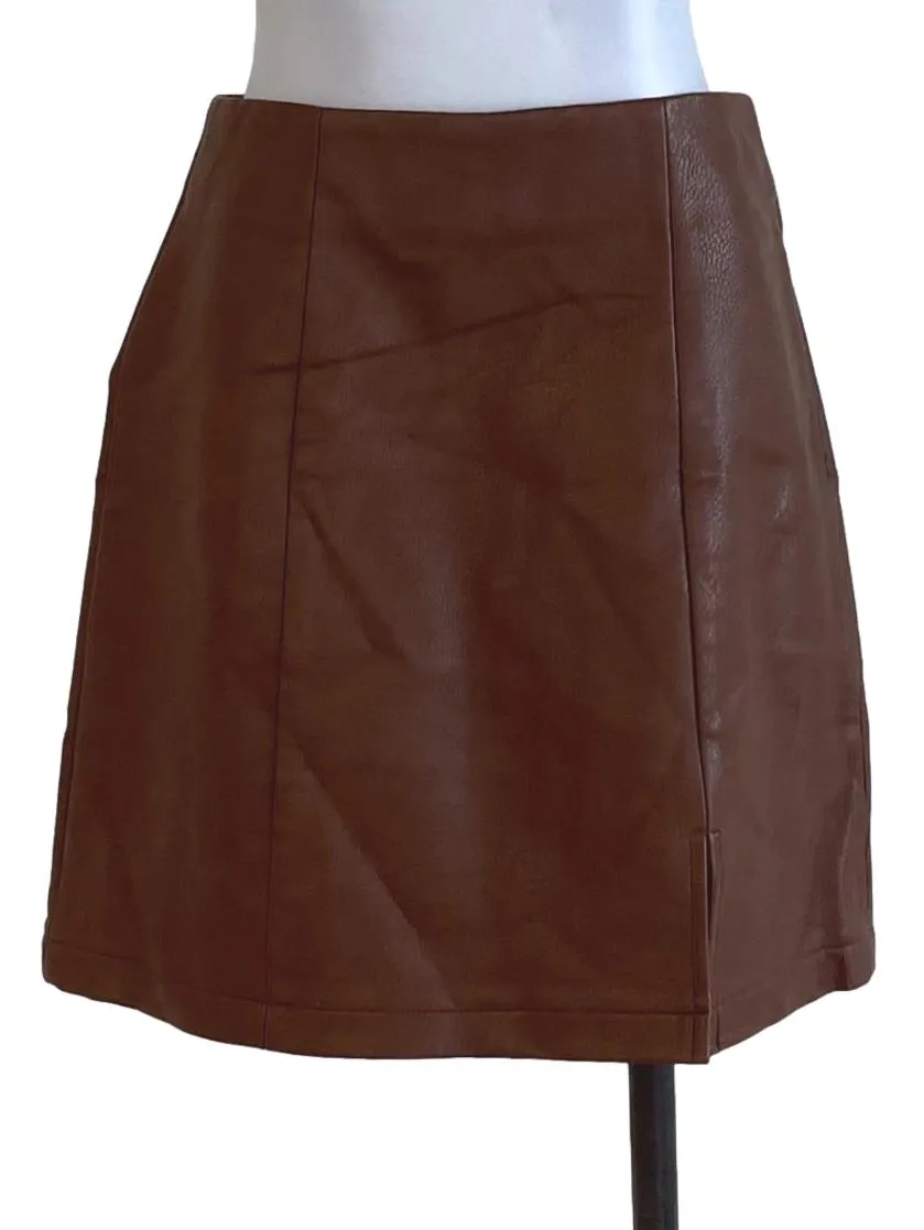 Brown Leather Mini Skirt