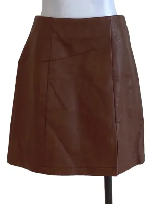 Brown Leather Mini Skirt
