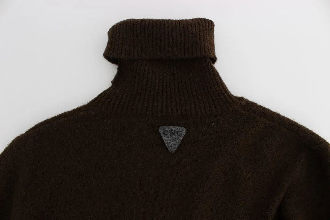 Brown Turtleneck Pullover Sweater