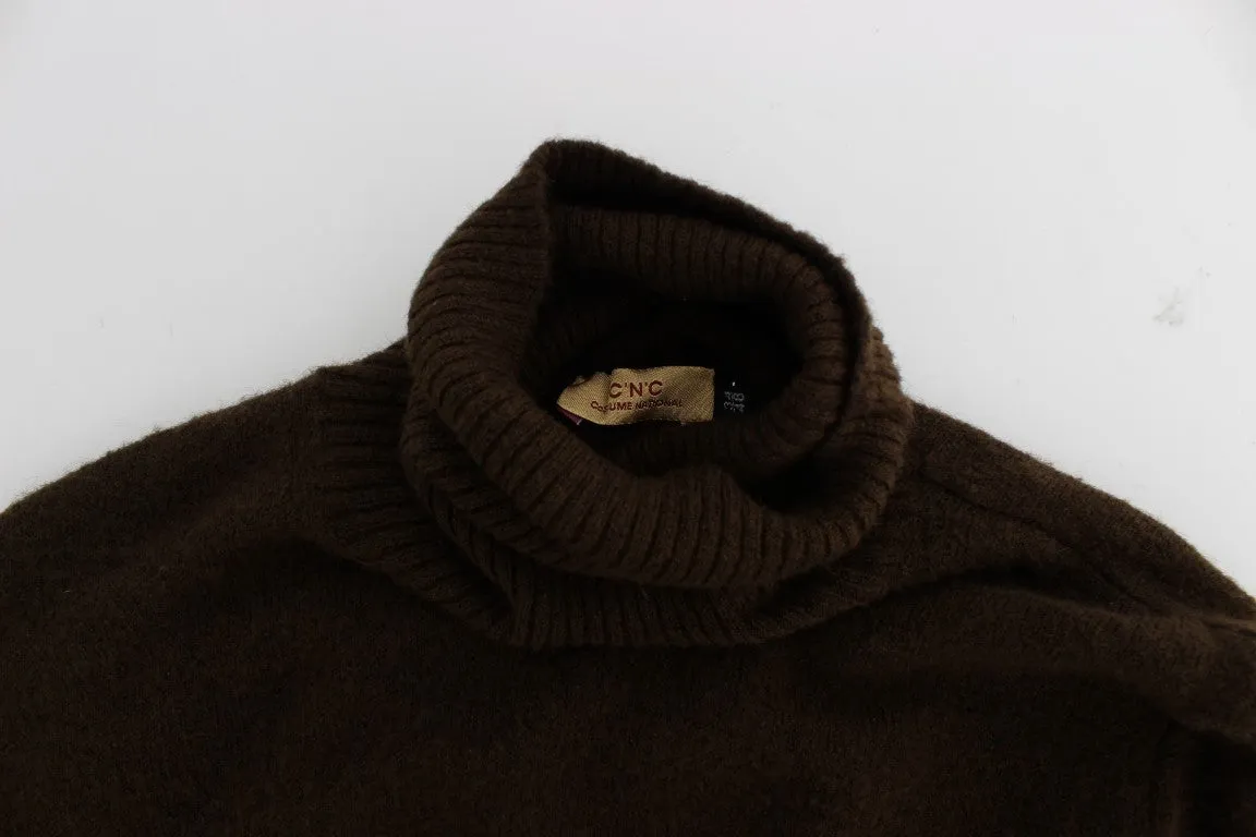 Brown Turtleneck Pullover Sweater