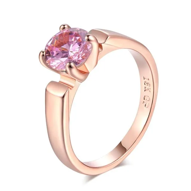 Bule Aquamarine Gemstone Ring Rose Gold Women Anniverssary Jewelry