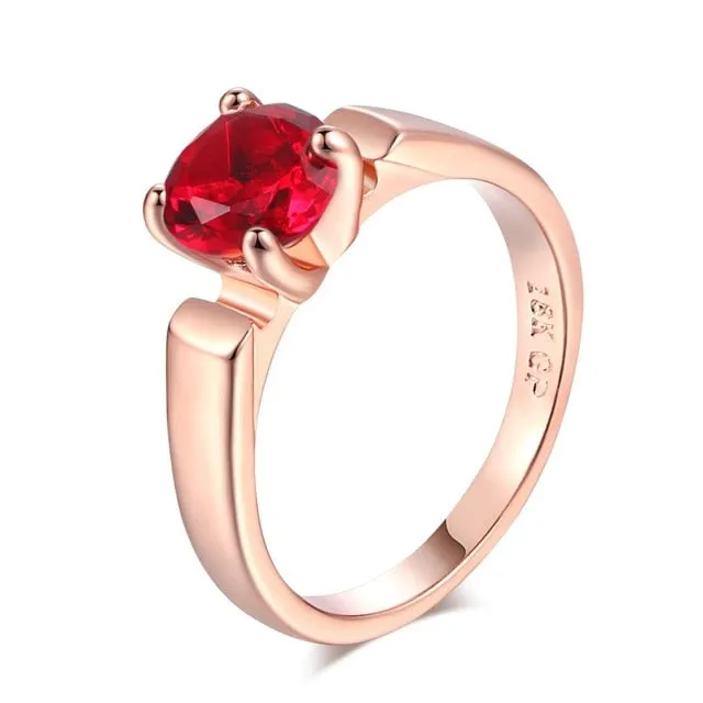 Bule Aquamarine Gemstone Ring Rose Gold Women Anniverssary Jewelry