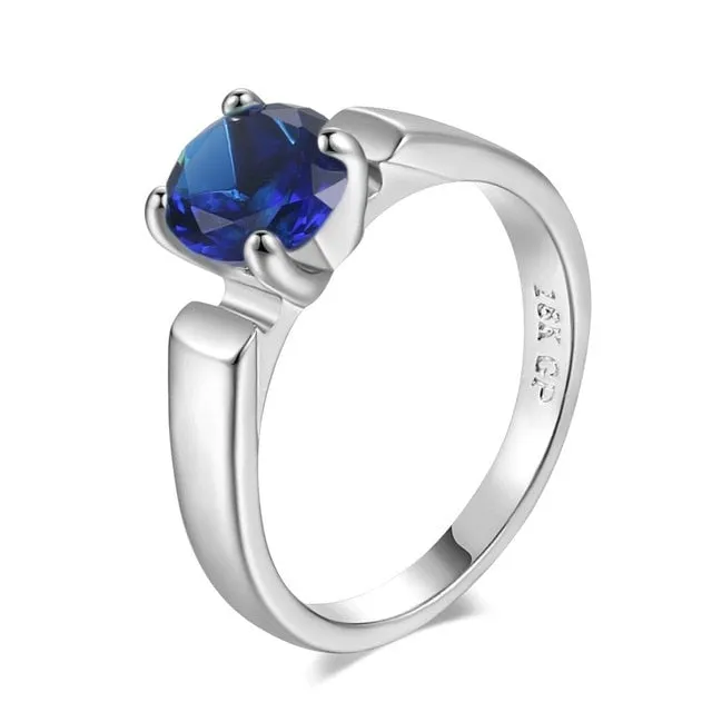 Bule Aquamarine Gemstone Ring Rose Gold Women Anniverssary Jewelry