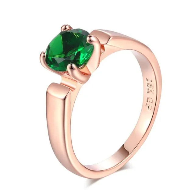 Bule Aquamarine Gemstone Ring Rose Gold Women Anniverssary Jewelry