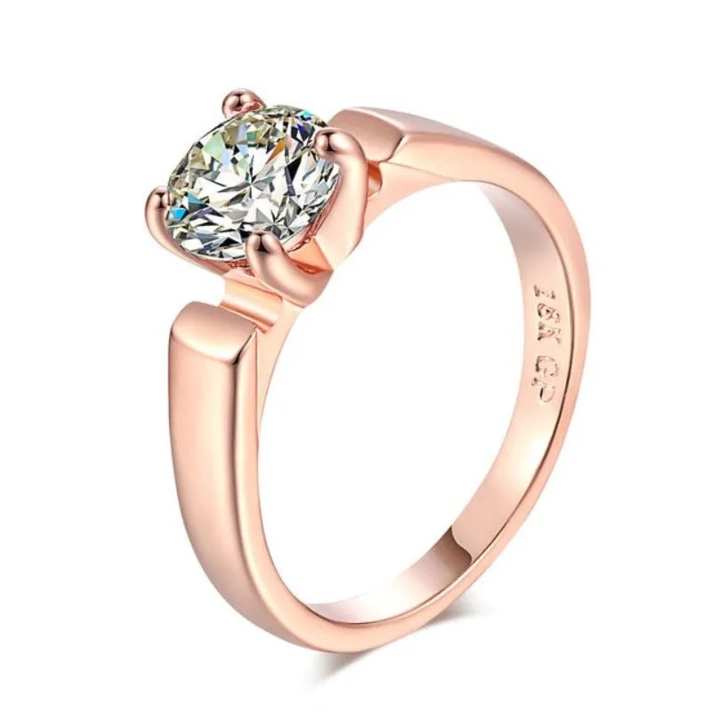 Bule Aquamarine Gemstone Ring Rose Gold Women Anniverssary Jewelry