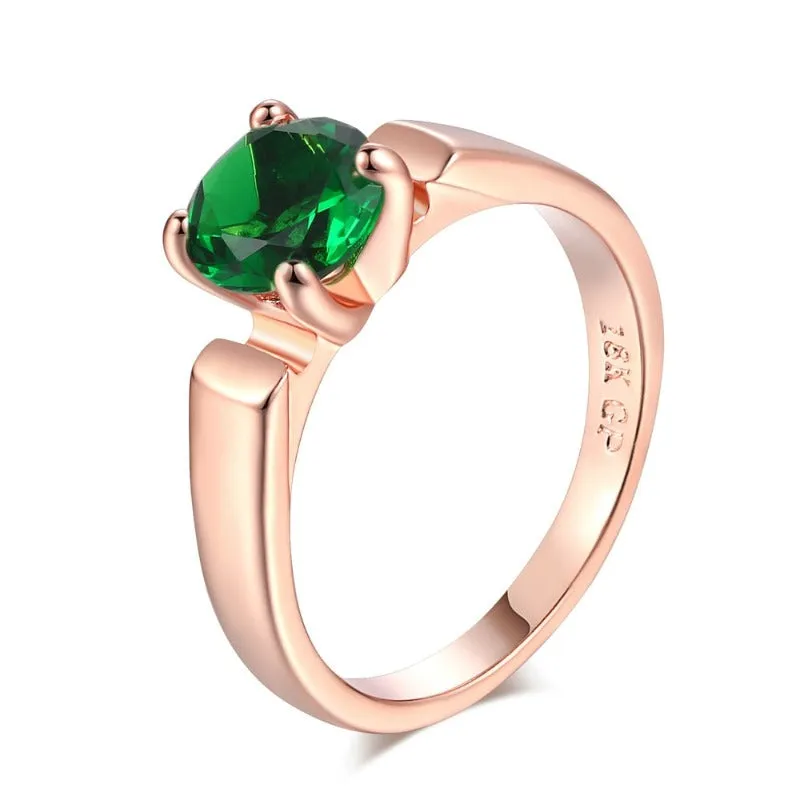 Bule Aquamarine Gemstone Ring Rose Gold Women Anniverssary Jewelry