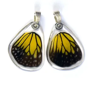 Butterfly Pendant Only, Yellow Glassy Tiger, Bottom Wing