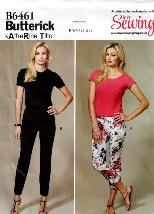 Butterick 6461 Katherine Tilton Womens Fitted Pull On Pants Out Of Print Sewing Pattern Size 8 - 24 UNCUT Factory Folded