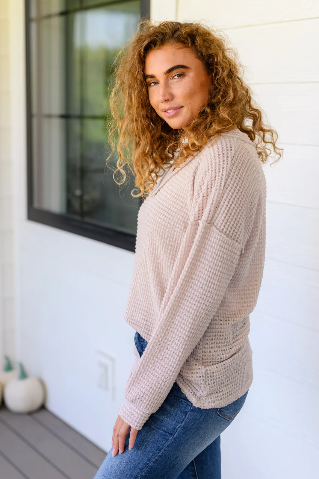 Calm in the Chaos V-Neck Top in Oatmeal