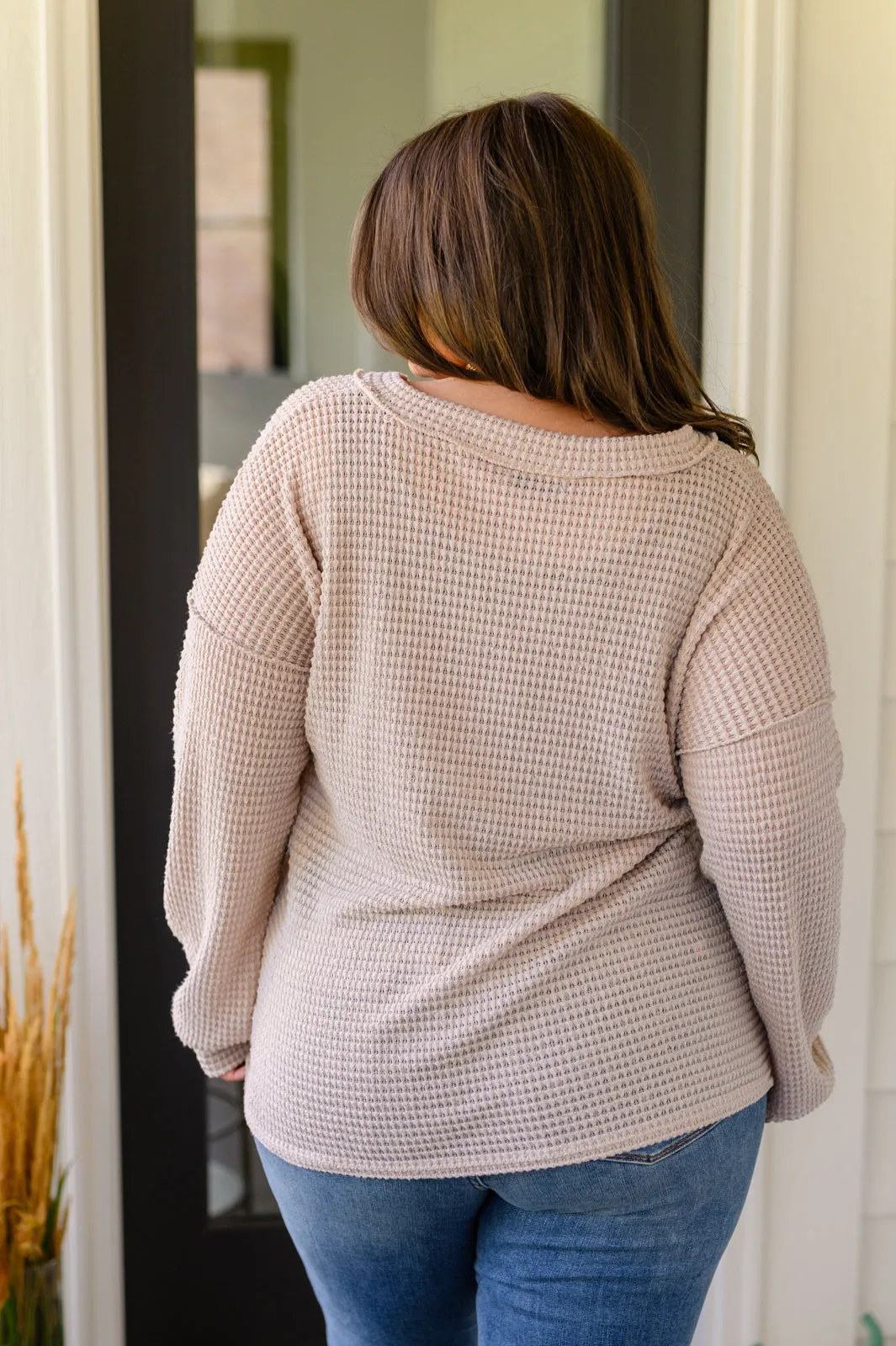 Calm in the Chaos V-Neck Top in Oatmeal