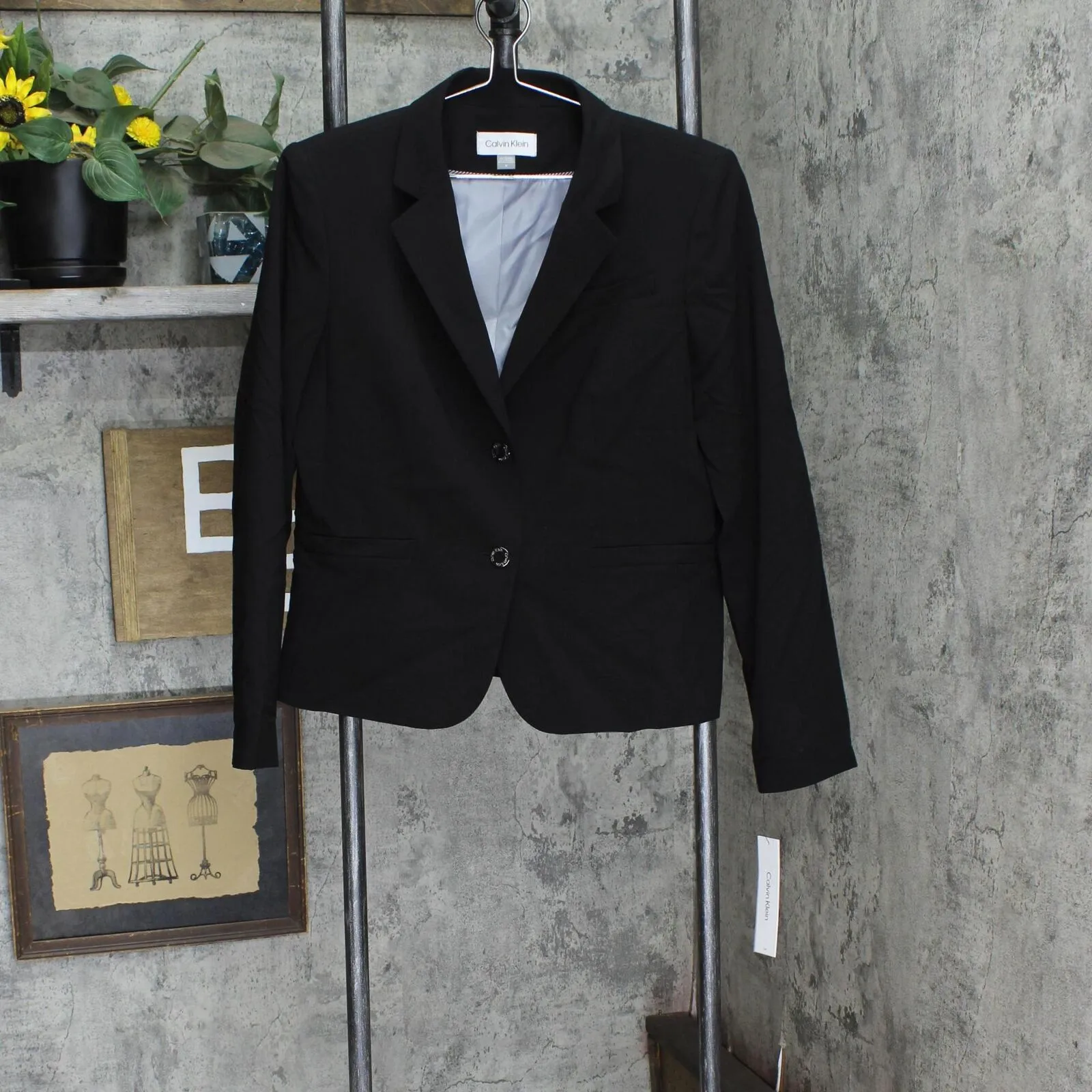 Calvin Klein Womens Suit Separate Office Two-Button Blazer Jacket CSE1706A