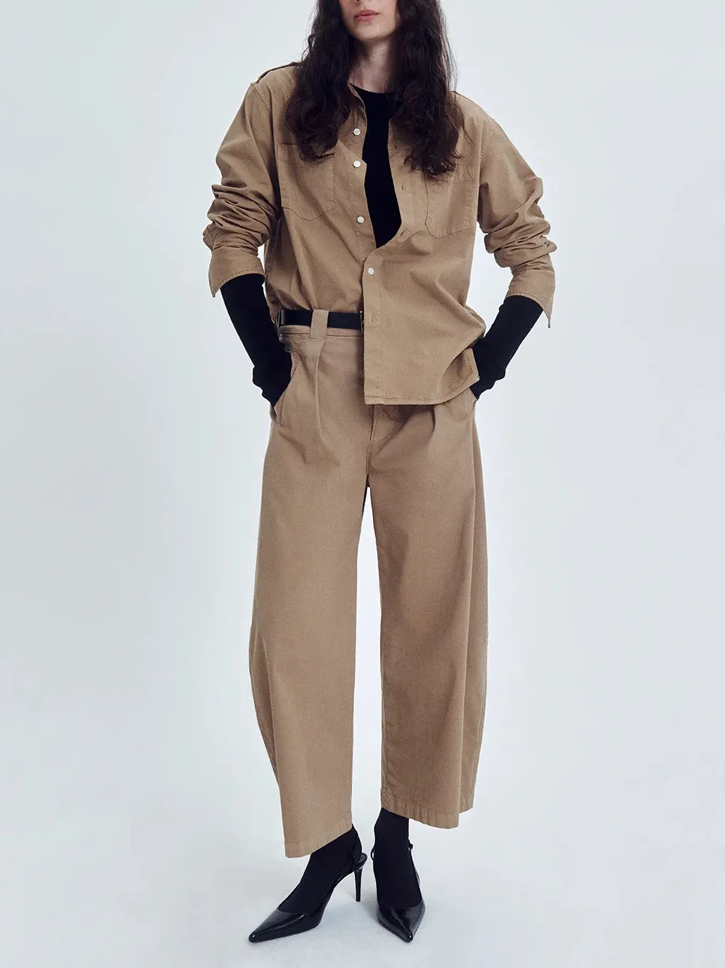 Cara Cropped Pleated Trouser In Nano