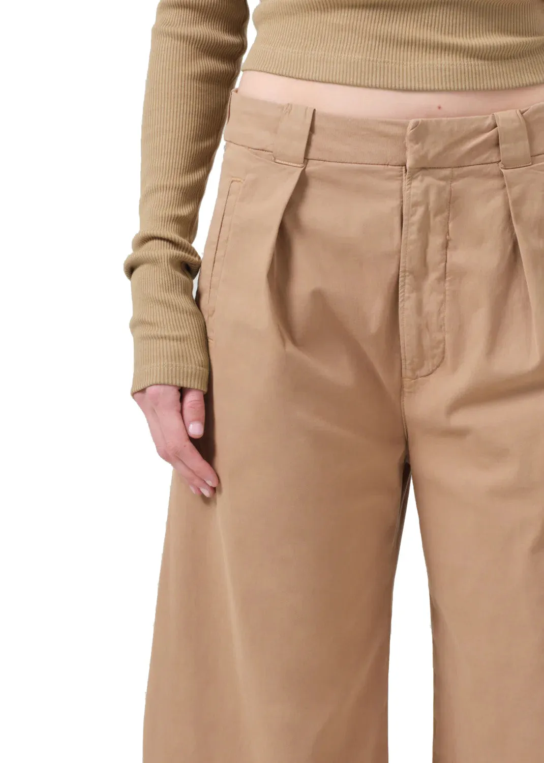 Cara Cropped Pleated Trouser In Nano