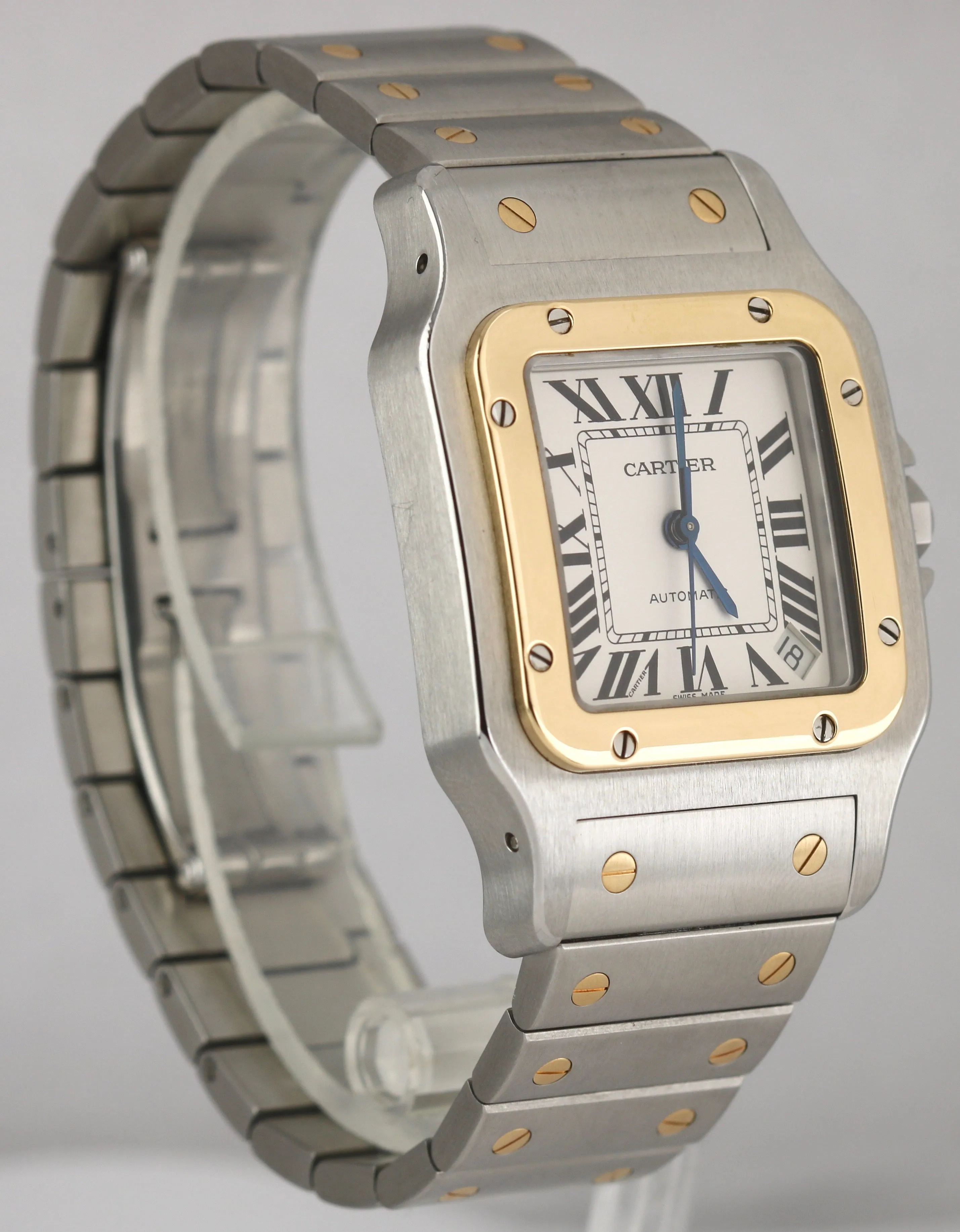 Cartier Santos Galbee XL 32mm Automatic Stainless 18K White Roman Watch 2823