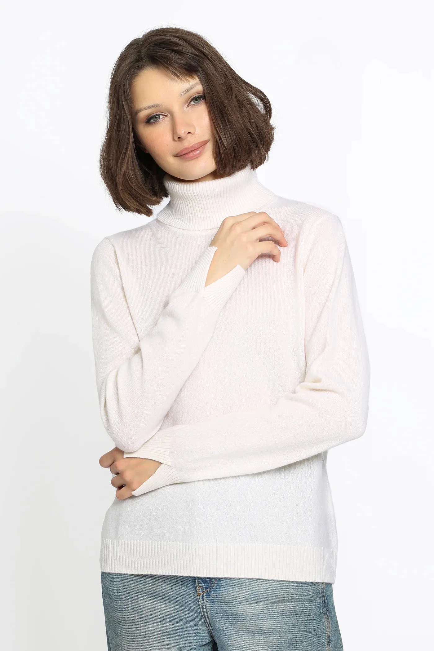 Cashmere Turtleneck w/ Slit Sleeve