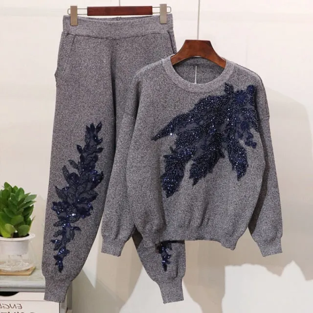 Casual Embroidered Sequin Sets Women