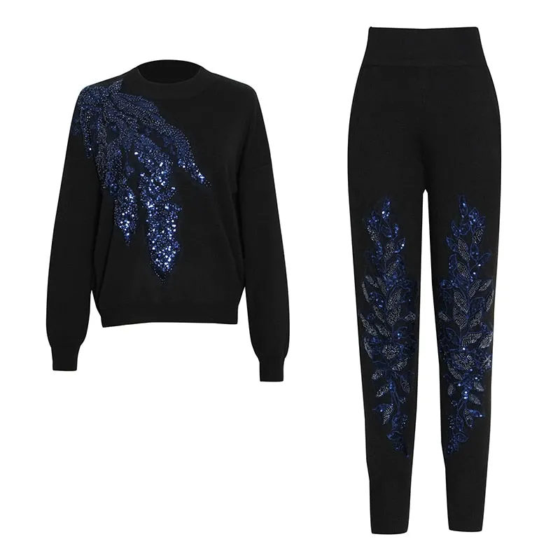 Casual Embroidered Sequin Sets Women