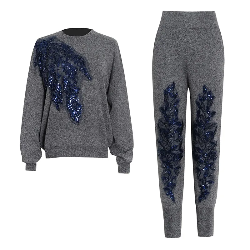 Casual Embroidered Sequin Sets Women