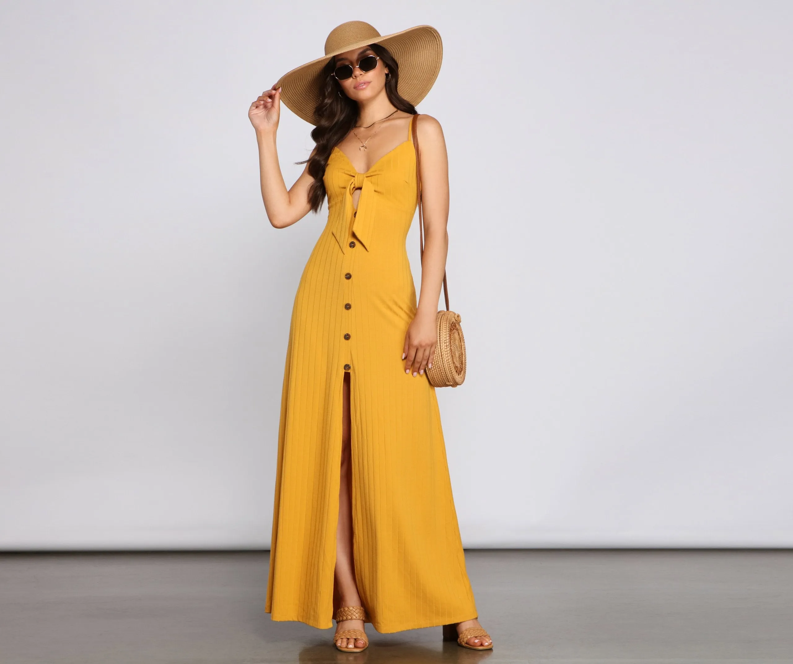 Casual Glam Ribbed Charming Knit Maxi Dress