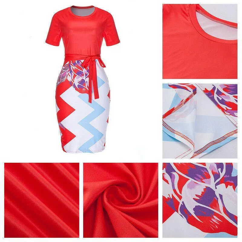 Casual Short Sleeve Bodycon Midi Dress