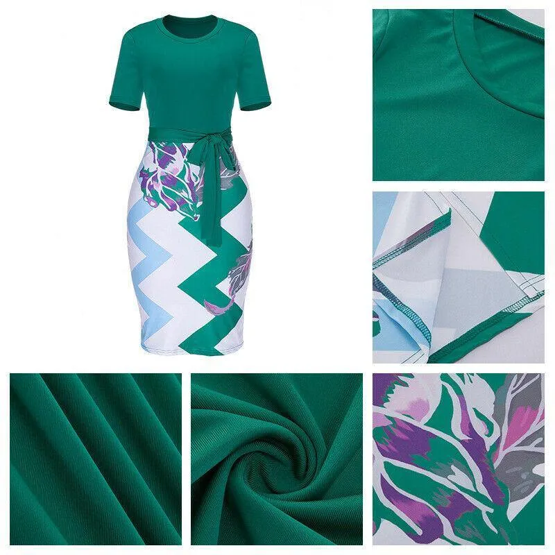 Casual Short Sleeve Bodycon Midi Dress