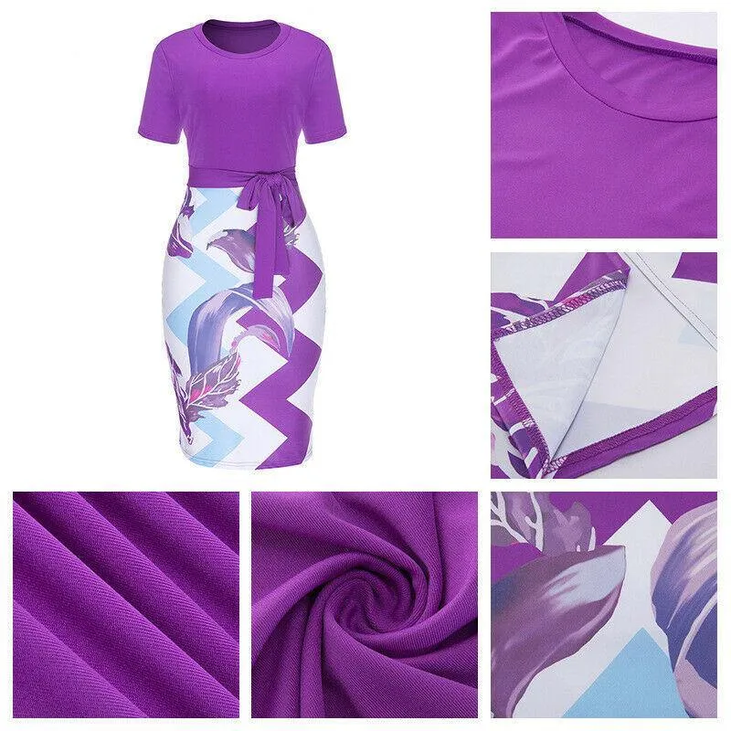 Casual Short Sleeve Bodycon Midi Dress