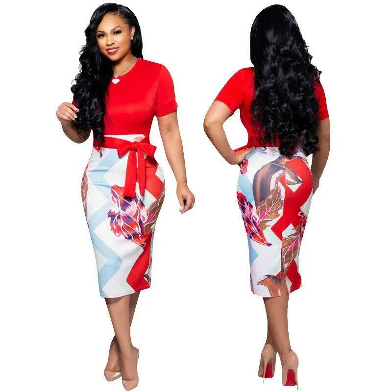 Casual Short Sleeve Bodycon Midi Dress