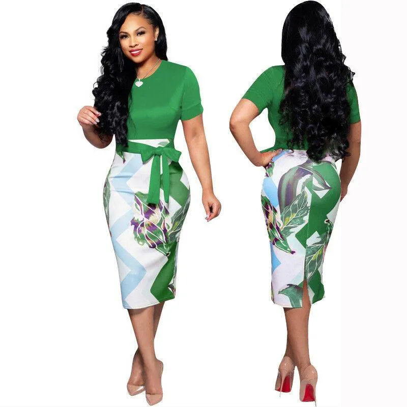 Casual Short Sleeve Bodycon Midi Dress