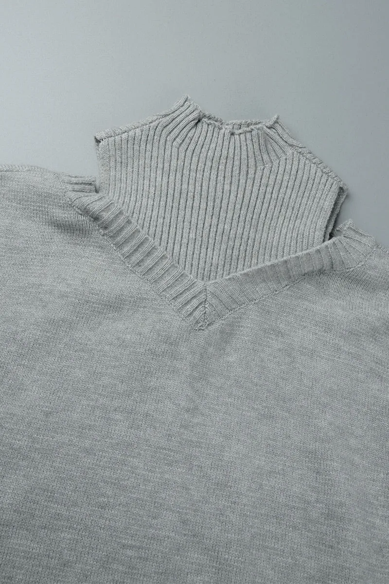 Casual Solid Hollowed Out Patchwork Turtleneck Sweaters(3 Colors)